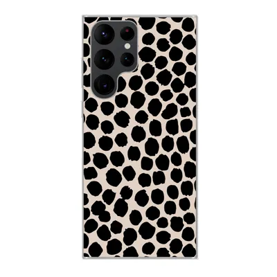 Produktbild von MuchoWow® Handyhülle Schutzhülle Hülle für Samsung Galaxy S22 Ultra Polka dots - Schwarz - Beige Silikon Softcase Handy Hülle - Abbildung
