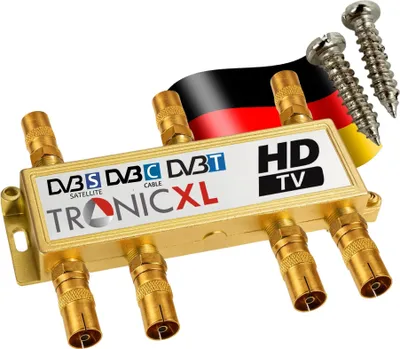 Obrázok produktu pre Anténny rozdeľovač 6-cestný zlatý koaxiálny satelitný rozdeľovač TV káblovej televízie koaxiálny rozdeľovač