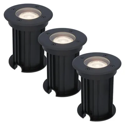 Image de HOFTRONIC - Spot LED au sol 3x4W GU10 345lm 4000K Dimmable IP67 Noir