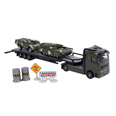Productafbeelding van Speelgoed militair transportvrachtwagen met tanks - Legerspeelset, 24 cm