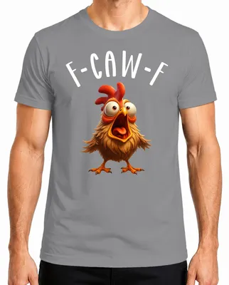 Produktbild von F-CAW-F Lustiges Cartoon Huhn Verrücktes Bauernhof Humor witzig Herren T-Shirt, Grau, XXL