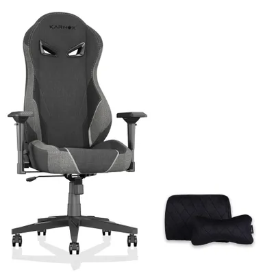 Produktbild von AIORBER Ergonomischer Gaming Stuhl aus Stoff, Bürostuhl mit 4D-Armlehnen, Kopf- und Lordosenkissen, 155° Rückenlehne, Dunkelgrau