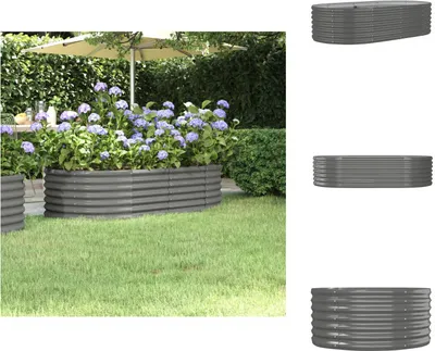 Immagine prodotto di vidaXL Letto rialzato in acciaio verniciato a polvere 152x80x36 cm Grigio - Vasi e fioriere