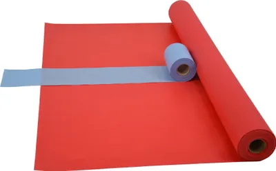 Produktbild von Sensalux Kombi-Set 1 Tischdeckenrolle 1,18m x 25m rot + Tischläufer 15cm hellblau