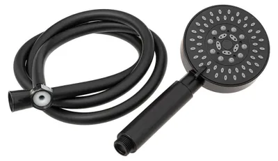 Produktbild von Duschbrause mit Schlauch, schwarz, 5 Funktionen