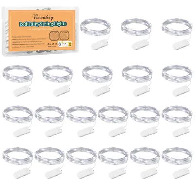 LED-Lichterkette, 20 Stück, 1 m, 10 LEDs, Kaltweiß, Kuperdraht