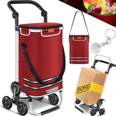 Produktbild von KESSER® Einkaufstrolley mit Kühlfach ideal für Stufen 56L Kapazität | klappbar & belastbar bis 50kg | Faltbarer Einkaufswagen Umhängetasche Bordeaux