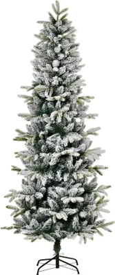 Produktbild von HOMCOM Künstlicher verschneiter Weihnachtsbaum 210 cm mit 784 feuerfesten Zweigspitzen und Stahlständer, Weihnachtsdekoration für drinnen, Ø95 x 210 cm, Grün und Weiß