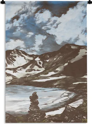 Produktbild von MuchoWow® Wandteppich Wandbehang Berg - Meer - Himmel 60x90 cm Tapisserie Dekoration Wandtuch - Foto-Teppich - Abwaschbar