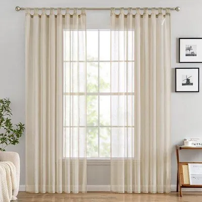 Productafbeelding van Unyqoos® Transparante voile gordijnen, beige, set van 2, 140 x 225 cm – Lichte, stijlvolle gordijnen voor woon- en slaapkamer