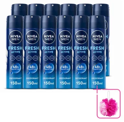Productafbeelding van 12 x NIVEA MEN Fresh Active Deodorantspray - 150 ml - Voordeelverpakking - 12 stuks
