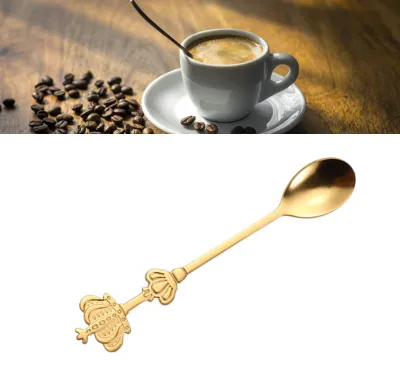 Goldener Doppelkronen-Kaffeelöffel aus Edelstahl