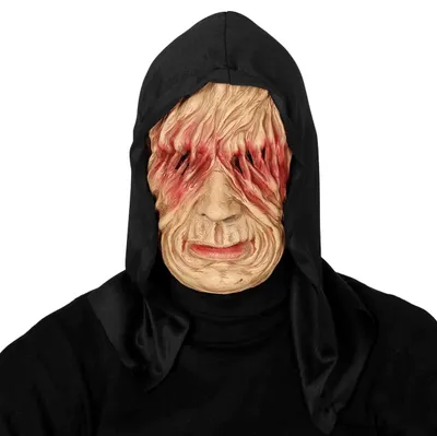 Latex-Maske mit Kapuze, schwarz, für Erwachsene