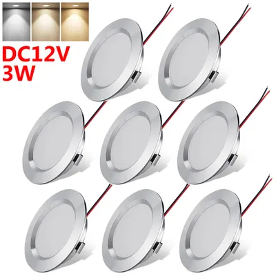 Produktbild von 8X 3W Led Einbaustrahler Flach Warmweiß 12V Led Spots Strahler Spots Deckenleuchte Einbauleuchte Silber Deckenstrahler für Badezimmer Küche Korridor