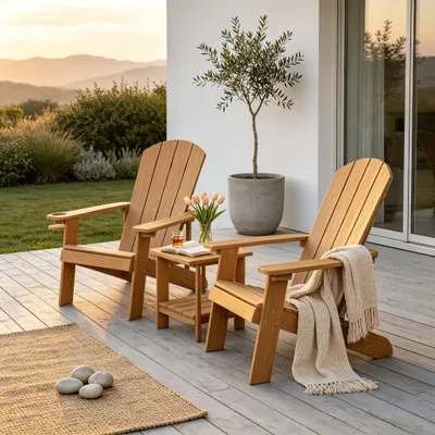 Produktbild von Williamspace Allwetter-Adirondack-Stuhl mit integriertem Getränkehalter und Ablagefach aus High-Impact-Polystyrol, wetterfest und pflegeleicht