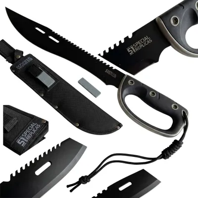 Produktbild von Outdoor-Machete KS-11 62 cm Full Tang aus Edelstahl mit Sägezahnung, Nylonscheide, Schleifstein und Paracord für Bushcraft & Garten