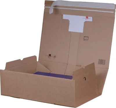 Produktbild von 20x Versandkarton 305x210x110mm PACKBOX mit Selbstklebeverschluss & Aufreißfaden braun für A4