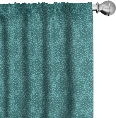 Zdjęcie produktu dla ABAKUHAUS orientalskie zasłony, firanki, kreatywne, bogate nadruki z motywami etnicznymi i detalami w stylu secesyjnym, 2 sztuki 75 x 245 cm, kolor petrolowy turkusowy