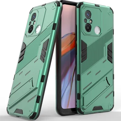 Obrázek produktu pro Pouzdro pro Xiaomi Poco C55 /Redmi 12C Hybridní PC TPU Nárazuvzdorné Ochranné Pouzdro s Funkcí Stojanu zelené