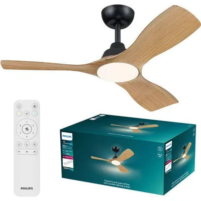 Obrázek produktu pro Philips Stropní svítidlo Olas s ventilátorem, 30 W (ventilátor)+24 W (svítidlo), Domácí vrtulový ventilátor, Černá, Strop, Kov, IP20, I