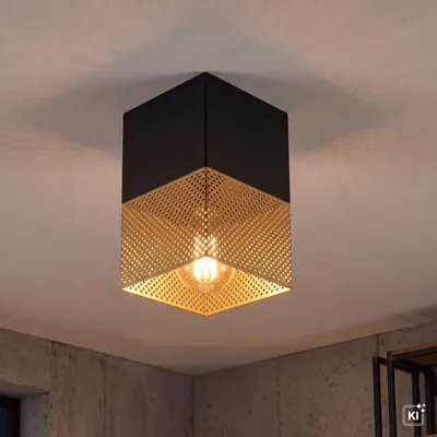 Produktbild von Deckenlampe Industrial Schwarz Gold E27 B:10 cm Vintage Deckenleuchte Wohnzimmer, KI-generiertes Bild
