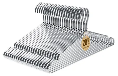 Edelstahl-Kleiderbügel, 20 Stück, Antirutsch, Silber, 42 cm