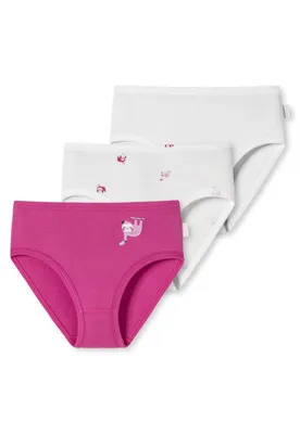 Produktbild von SCHIESSER Mädchen Slips, 3er Pack - Unterwäsche, Unterhosen, Baumwolle, gemustert, einfarbig Weiß/Pink 104