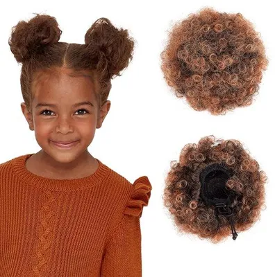 Productafbeelding van Synthetische krullende haarverlengingen, 2 stuks - Afro-paardenstaart - 10 cm