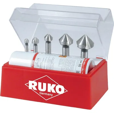 Immagine prodotto di Set di svasatori Ruko DIN335-C 90° diametro 6,3-25mm HSS-Co 3 taglienti 6pz - 102142E