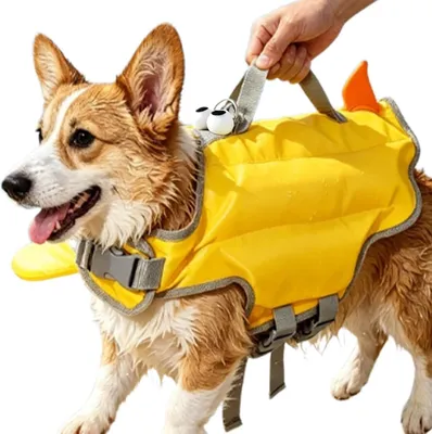 Produktbild von Hunde Rettungsweste mit Griff, Schwimmweste Hund Größe S, verstellbare Schwimmhilfe für kleine Hunde, reflektierende Sicherheitsweste für Wasseraktivitäten