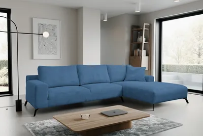 Produktbild von VENASI ASPEN CORD Rechts Ecksofa ohne Schlaffunktion Sofa L Form Eckcouch Couchgarnitur Couch BLAU