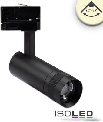 Produktbild von ISOLED 3-PH Schienen-Strahler fokussierbar, 8W, 20°-55°, schwarz matt, 4000K, dimmbar
