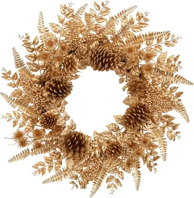 Image de Couronne de Noël Ornement sur la Porte 60 cm Décoration pour Noël Doré