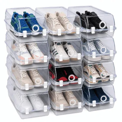 Produktbild von 12 Schuhboxen Aufbewahrungsbox Schuhe Schuhbox Schuhkarton Schuhkasten stapelbar