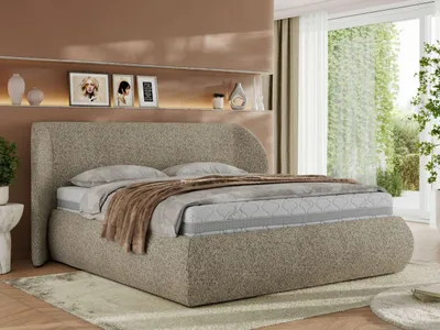 Produktbild von MKS MEBLE Polsterbett mit Bettkasten CAELA CLASSIC Bett mit Stauraum und Gasdruckfeder Doppelbett Multipocket Matratze ELORI LUX 140x200 Dunkelbeige Struktur