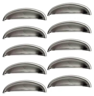 Produktbild von 10 Stück Muschelgriff NICK Edelstahloptik BA 96 mm Apotheker Griff Küchengriff Möbelgriff