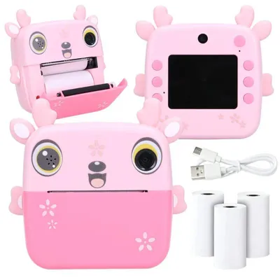 Produktbild von Extralink Thermodrucker rosa + 3 Rollen Papier, Mini Drucker Kinder Bluetooth