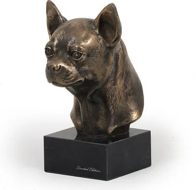 Obrázok produktu pre Čivava krátkosrstá I - Socha psa, busta na kamennom podstavci, socha, trofej pre výstavu psov značky Art-Dog