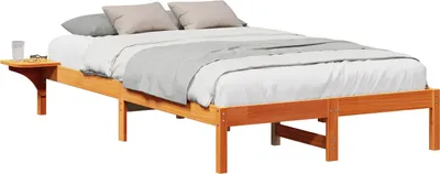 Image de Cadre de lit Brun cire 120 x 200 cm Pin massif