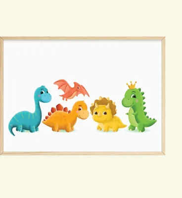 Produktbild von Dinosaurier Bild DIN A4 Kinderzimmer Poster Babyzimmer Wandbild Dekoration
