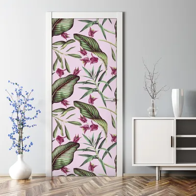 Produktbild von Dekorative Türtapete selbstklebend Klebefolie Türposter Türaufkleber Tropische Blumen 77 x 200 cm