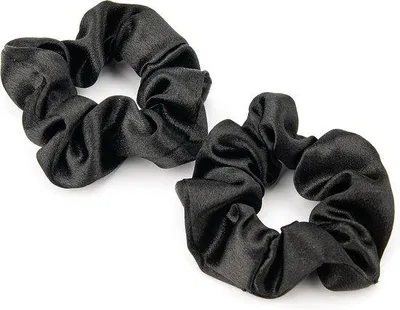 Produktbild von Famanu Haargummis 2 Stück – seidige Scrunchies für feines und dickes Haar, schwarz
