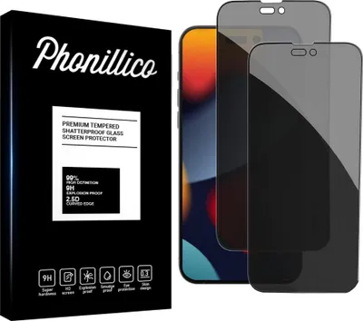 Produktbild von Hartglas Anti-Spy für iPhone 14 PRO MAX [2 Stück] Schwarze Displayschutzfolie Screen Protector Film Privacy Anti-Kratzer Glas Resistant Phonillico®