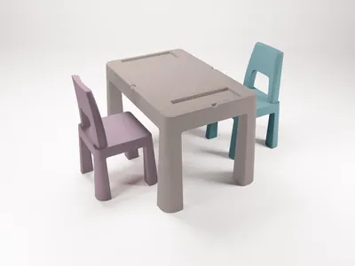 Produktbild von TEGA BABY Multifun Tisch- und Stuhlset - Stein/Leder/Türkis