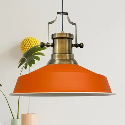 Produktbild von Asletl Hängelampe Industrial aus Metall 41 cm, Küchenlampe Vintage E27, Wohnzimmerlampe Hängend Vintage, Pendelleuchte Esstisch - Orange