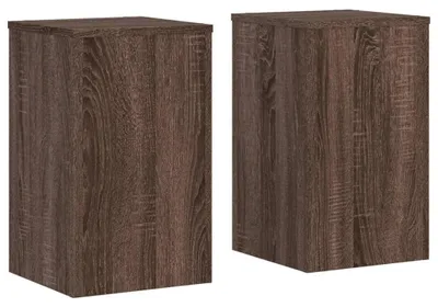Image de Ensemble de 2 supports pour plantes, imitation bois de chêne, couleur marron