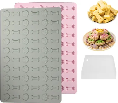 Obrázek produktu pro 2 kusy silikonových forem na mini psí kosti s 1 kusem škrabky na sladkosti a čokoládu, mini formy na psí pochoutky pro psí sušenky