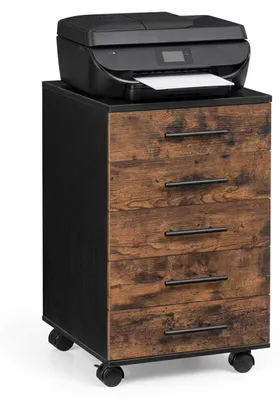 Rollcontainer mit 5 Schubladen, 69x40x40 cm, schwarz/braun
