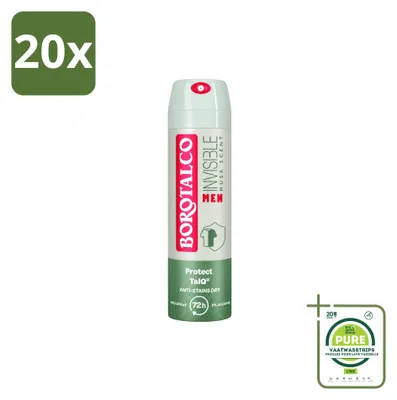 Immagine prodotto di 20 flaconi di deodorante spray Borotalco Men Musk - 150 ml - Confezione grande - 20 pezzi