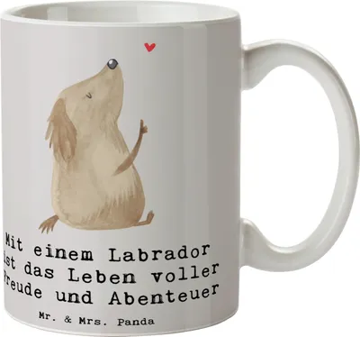 Produktbild von Mr. & Mrs. Panda Kaffeetasse Labradorleben - Grau Pastell - Geschenk, Kaffeebecher, liebevoller Hund, Hunderassen Eigenschaften, Hunderasse, Bedruckte Tasse, Freude